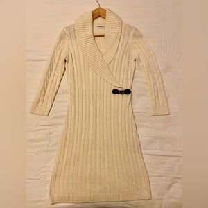 Calvin Klein Ivory Cableknit Sweater Dress